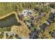 Aerial view of community amenities featuring a pool, clubhouse, playground, and scenic pond at 2454 N Windmill Way, Myrtle Beach, SC 29579