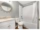 Bathroom with an ornate mirror, granite counters, and shower and tub combo at 3792 Hitchcock Way # 213, Myrtle Beach, SC 29577