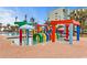 A colorful splash pad area with playful water features and vibrant structures at 6900 N Ocean Blvd. # 837, Myrtle Beach, SC 29572