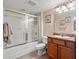 Bathroom featuring a shower/tub combination and granite vanity at 1625 S Ocean Blvd. # 403, North Myrtle Beach, SC 29582