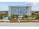 Aerial view of the resort showing the beach, pools, and surrounding landscape at 1105 S Ocean Blvd. # 1004, Myrtle Beach, SC 29577