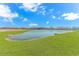 View of a pond surrounded by a green lawn at 1329 Palm Springs Paloma Dr, Longs, SC 29568