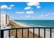 Beachfront view from the condo with an ocean view and a view of the shoreline at 1425 S Ocean Blvd. # 7C, North Myrtle Beach, SC 29582