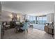 Dining area with ocean views, tile flooring, and a dining table at 1425 S Ocean Blvd. # 7C, North Myrtle Beach, SC 29582