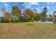 Expansive backyard featuring a pool area, lush trees, and natural surroundings providing a serene outdoor space at 405 Palo Verde Dr., Myrtle Beach, SC 29579