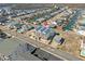 Aerial view of canal-front condos with boat docks and close proximity to the beach at 4601 N Ocean Blvd. # 203, North Myrtle Beach, SC 29582