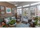 Relaxing sunroom with wicker furniture, decorative art, and water views at 537 Botany Loop # 537, Murrells Inlet, SC 29576