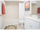 Clean bathroom with white cabinets, shower/tub, and ceramic tiled floors at 601 Hillside Dr. N # 1731, North Myrtle Beach, SC 29582