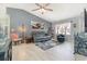 Cozy living room with a vaulted ceiling, gray walls, and comfortable seating and decor throughout at 639 Blackstone Dr., Myrtle Beach, SC 29588