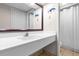 Bathroom featuring a mirror, sink, and a shower with a curtain at 1501 S Ocean Blvd. # 633, Myrtle Beach, SC 29577