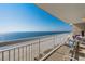 Relax on this cozy balcony with beach view, lounge chairs and refreshing ocean breeze at 1625 S Ocean Blvd. # 1004, North Myrtle Beach, SC 29582