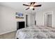 Comfortable bedroom featuring a ceiling fan, neutral walls, and a flat screen TV at 1749 Culbertson Ave. # 1749, Myrtle Beach, SC 29577