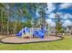 A colorful playground with slides and climbing structures nestled among tall trees at 1749 Culbertson Ave. # 1749, Myrtle Beach, SC 29577