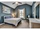 Stylish bedroom with vaulted ceiling, soothing wall color, and a modern style at 300 Lorenzo Dr., North Myrtle Beach, SC 29582