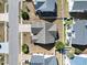 Birds-eye view of a single-Gathering home showing roofline, landscaping, and neighborhood at 5077 Capulet Circle, Myrtle Beach, SC 29588