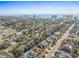 High aerial view of a neighborhood with the ocean and hotels visible in the background at 606 5Th Ave. S, North Myrtle Beach, SC 29582