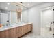 Elegant bathroom features a double vanity, quartz countertops, and decorative chandelier at 1046 Wallace Pate Dr., Georgetown, SC 29440