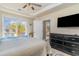 Main bedroom with large TV and access to exterior balcony at 2180 Waterview Dr. # 727, North Myrtle Beach, SC 29582