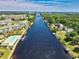 Scenic view of the waterway, showing the community pool, green landscaping and residences of Barefoot Resort at 2180 Waterview Dr. # 727, North Myrtle Beach, SC 29582