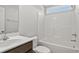 Well-lit bathroom with a shower-tub combo and a modern vanity with countertop at 342 Barn Owl Way, Conway, SC 29527