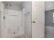White shower stall with integrated seating at 4247 Villas Dr. # 406, Little River, SC 29566