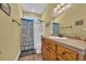 Nautical themed bathroom with vanity, tile flooring, and shower and tub combo at 6001-O32 S Kings Hwy., Myrtle Beach, SC 29575