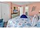 Bedroom with nautical themed decor, closet, dresser with TV, and adjoining bathroom at 602 Waterway Village Blvd. # 30-F, Myrtle Beach, SC 29579
