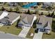 Aerial view of a neighborhood showcasing homes with well-manicured lawns and a pond at 617 Cherry Blossom Dr., Murrells Inlet, SC 29576