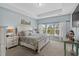 Serene main bedroom featuring natural light, a tray ceiling, and soft blue walls at 617 Cherry Blossom Dr., Murrells Inlet, SC 29576
