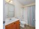 Full bathroom with a shower-tub combo and single sink vanity with wood cabinets at 286 Bonnie Bridge Circle, Myrtle Beach, SC 29579
