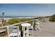 Beachfront deck with outdoor seating area providing stunning coastal views and a relaxing atmosphere at 63 Mckissick Dr. # 2B, Pawleys Island, SC 29585