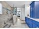 Modern bathroom featuring a glass shower and a double sink vanity at 120 Henry Middleton Blvd., Myrtle Beach, SC 29588