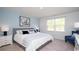 Comfortable bedroom with accent wall, plush bedding, and natural light for a relaxing atmosphere at 212 Jeff Waters Circle, Longs, SC 29568