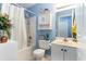 This bathroom features a shower over tub and modern fixtures at 356 Boxcar Dr., Longs, SC 29568