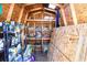 Interior view of the shed with plywood walls and shelving at 356 Boxcar Dr., Longs, SC 29568