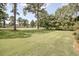 Lush backyard with mature trees and landscaping creating a serene outdoor space at 75 Haig Ct., Georgetown, SC 29440