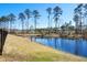 Backyard with an iron fence and a pond at 9035 Binnicker Dr., Murrells Inlet, SC 29576