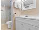 Bright bathroom featuring a modern vanity with ample storage, a walk-in shower, and a clean, stylish design at 180 Rothbury Circle # 302, Myrtle Beach, SC 29572