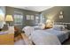 Charming bedroom with twin beds, light blue bedding, and natural light from the large window at 298 Pinehurst Ln. # 10-J, Pawleys Island, SC 29585