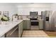 Modern kitchen with stainless steel appliances, light countertops, and ample storage in this inviting culinary space at 298 Pinehurst Ln. # 10-J, Pawleys Island, SC 29585