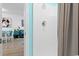 Bathroom featuring a shower with modern fixtures, complemented by soothing aqua accents at 4787 Wild Iris Dr. # 203, Myrtle Beach, SC 29577