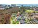 A high angle aerial view of the community that highlights the landscape and waterfront views at 633 White Oak Ln., North Myrtle Beach, SC 29582