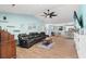 Spacious living room with hardwood floors, fan, an open floor plan, and comfortable seating at 633 White Oak Ln., North Myrtle Beach, SC 29582