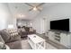 A cozy living room with vaulted ceiling, ceiling fan, and comfortable seating area offers relaxing atmosphere at 850 Fairway Dr. # 1003Ee, Longs, SC 29568
