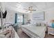 Comfortable bedroom with a coastal-themed bed, ceiling fan, and natural light from the window at 900 N Waccamaw Dr. # 203, Garden City Beach, SC 29576
