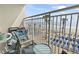 Relax on this balcony while enjoying views of the beach and ocean beyond the railing at 201 S Ocean Blvd. # 217, Myrtle Beach, SC 29577