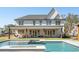 Expansive backyard featuring a pool, outdoor seating, and meticulous landscaping at 208 Green Lake Dr., Myrtle Beach, SC 29572