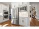 Modern kitchen with stainless steel appliances, white cabinetry, and a convenient built-in microwave at 208 Green Lake Dr., Myrtle Beach, SC 29572