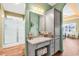 Bathroom featuring a shower, vanity with makeup area, and neutral color scheme at 223 Obi Lane, Surfside Beach, SC 29575