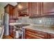 Gourmet kitchen featuring stainless steel appliances and custom tile backsplash at 232 Wahee Pl., Conway, SC 29527